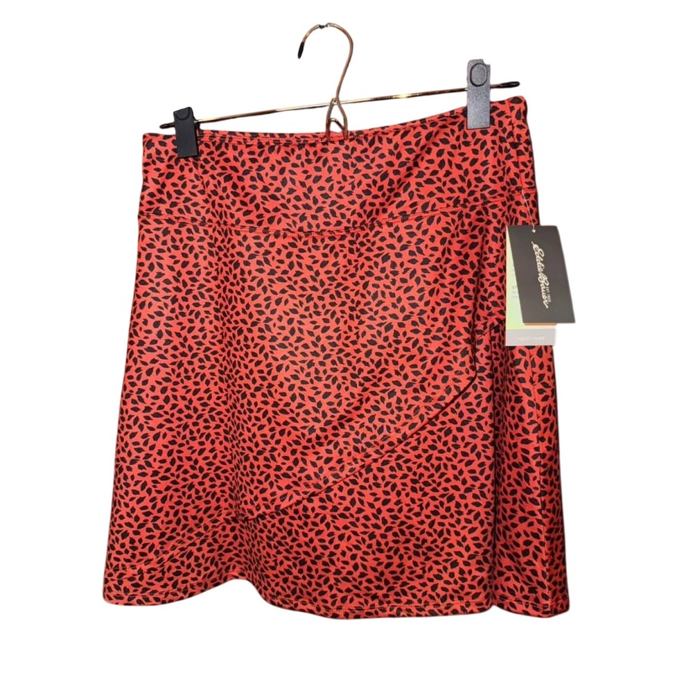 Eddie Bauer Kacey Skirt Medium Cinnabar Ditsy Animal Print Sanded Dry-Wik Wrap